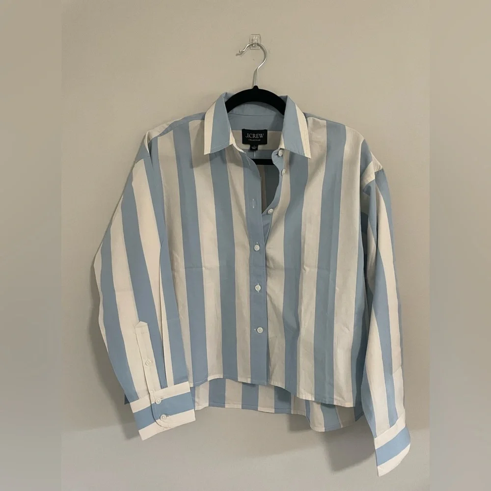 J.Crew Relaxed-fit cropped shirt in Barlow stripe - Picture 5 of 10
